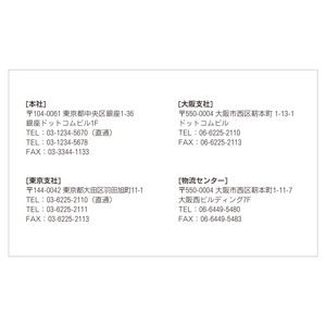 テキスト入稿名刺 ヨコ向き 両面モノクロ印刷 A3-06 入力欄　2列(文字小)