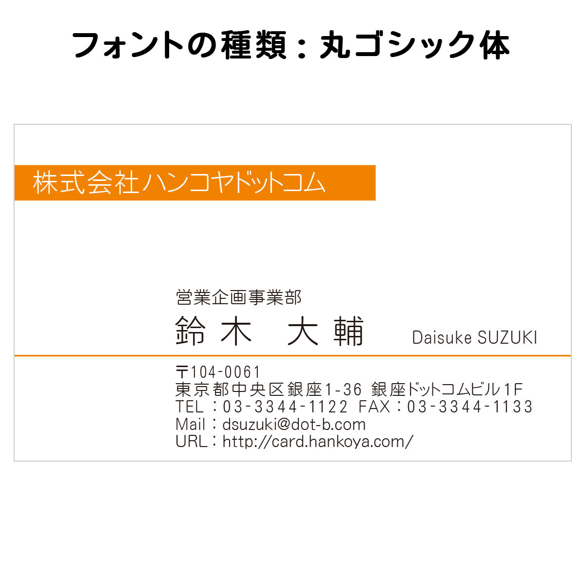 テキスト入稿名刺 ヨコ向き 両面カラー印刷 A1-03 項目一覧
