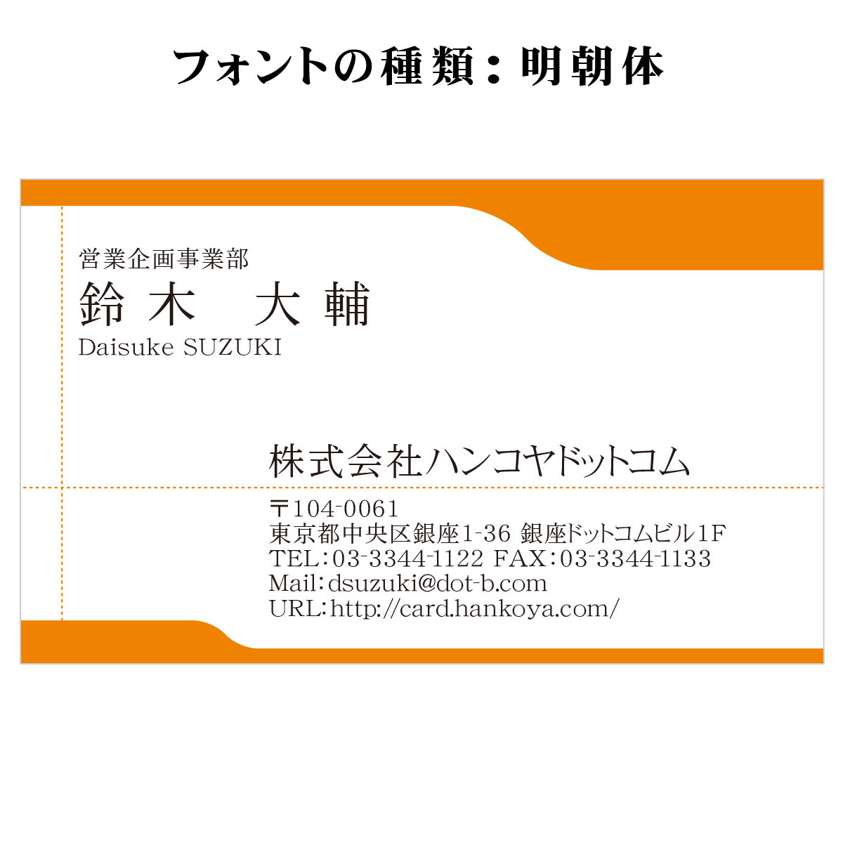 テキスト入稿名刺 ヨコ向き 両面カラー印刷 A5-03 項目一覧