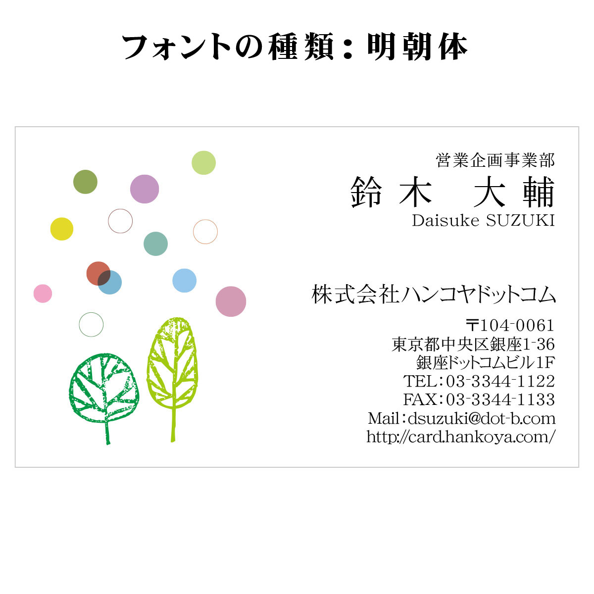 テキスト入稿名刺 ヨコ向き 両面カラー印刷 C0-05 自由入力欄(文字大)