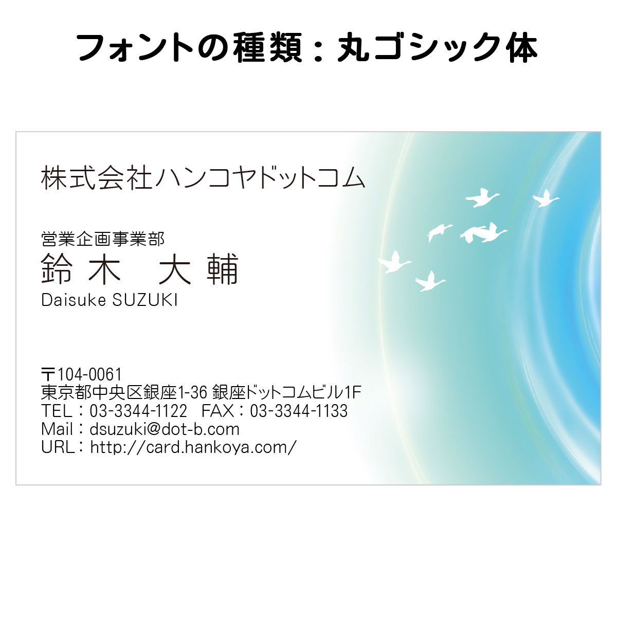 テキスト入稿名刺 ヨコ向き 両面カラー印刷 C1-05 自由入力欄(文字大)