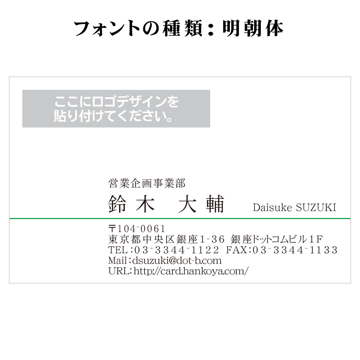 テキスト入稿名刺 ヨコ向き 両面カラー印刷 H2-01 英語表記