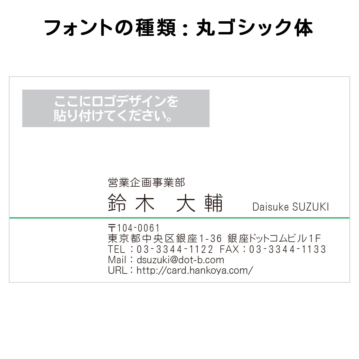 テキスト入稿名刺 ヨコ向き 両面カラー印刷 H2-03 項目一覧