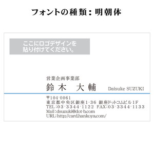 テキスト入稿名刺 ヨコ向き 両面カラー印刷 H3-01 英語表記