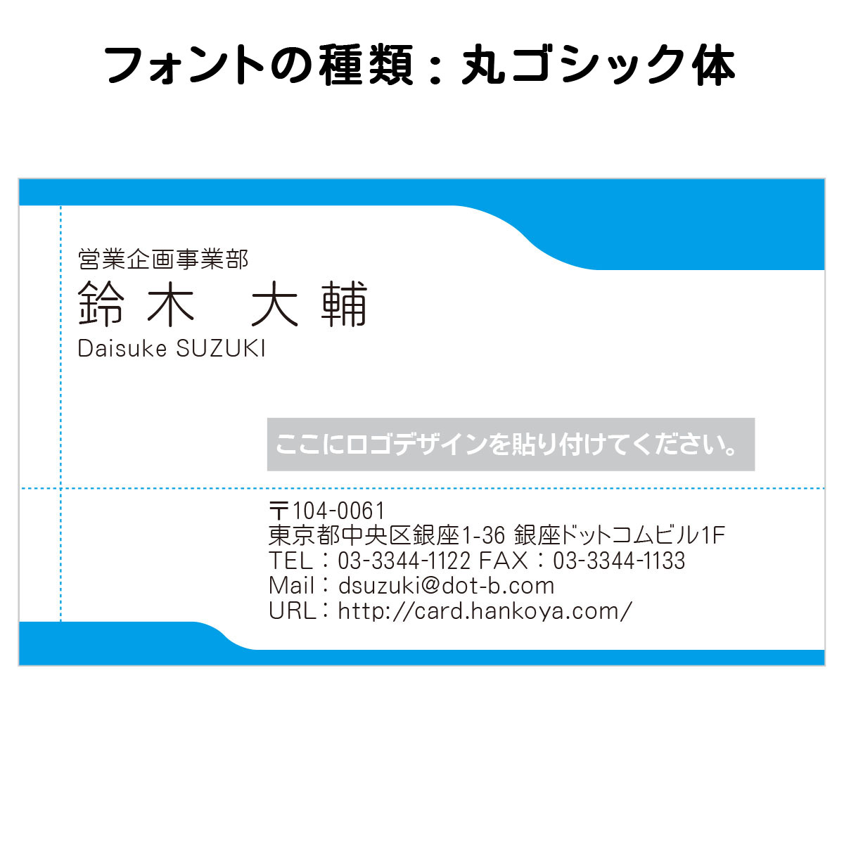 テキスト入稿名刺 ヨコ向き 両面カラー印刷 H5-03 項目一覧
