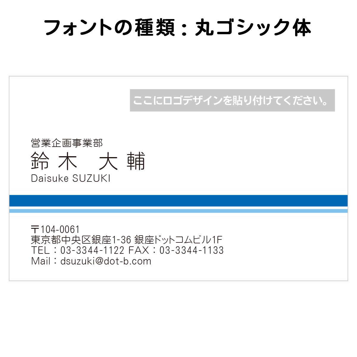 テキスト入稿名刺 ヨコ向き 両面カラー印刷 HD-03 項目一覧