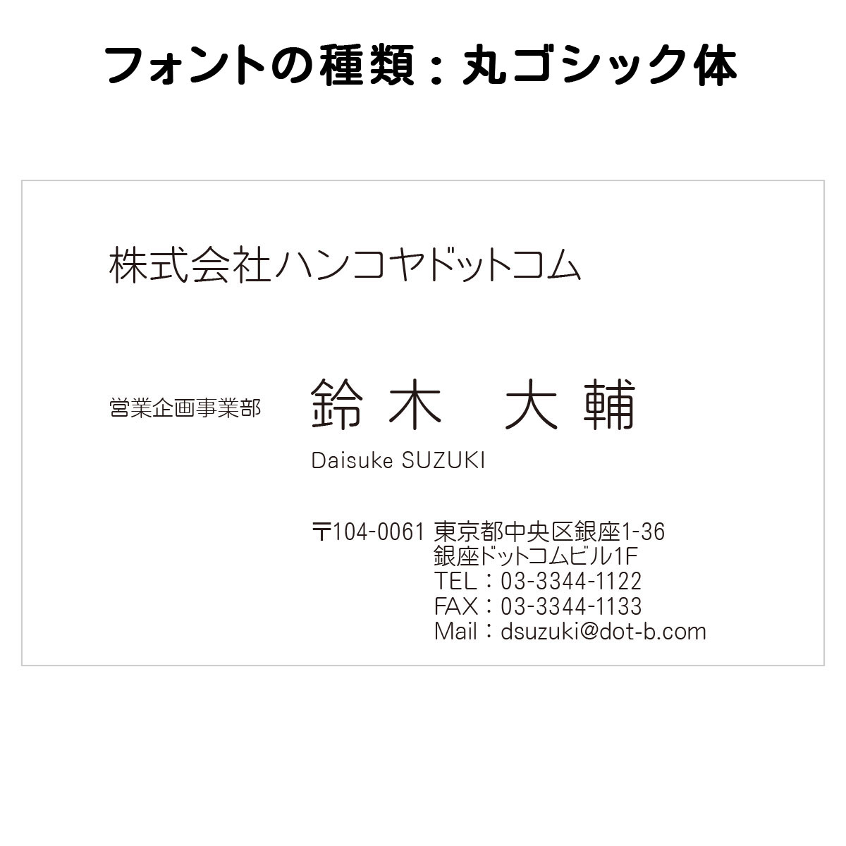 テキスト入稿名刺 ヨコ向き 両面モノクロ印刷 A0-05 自由入力欄(文字大)