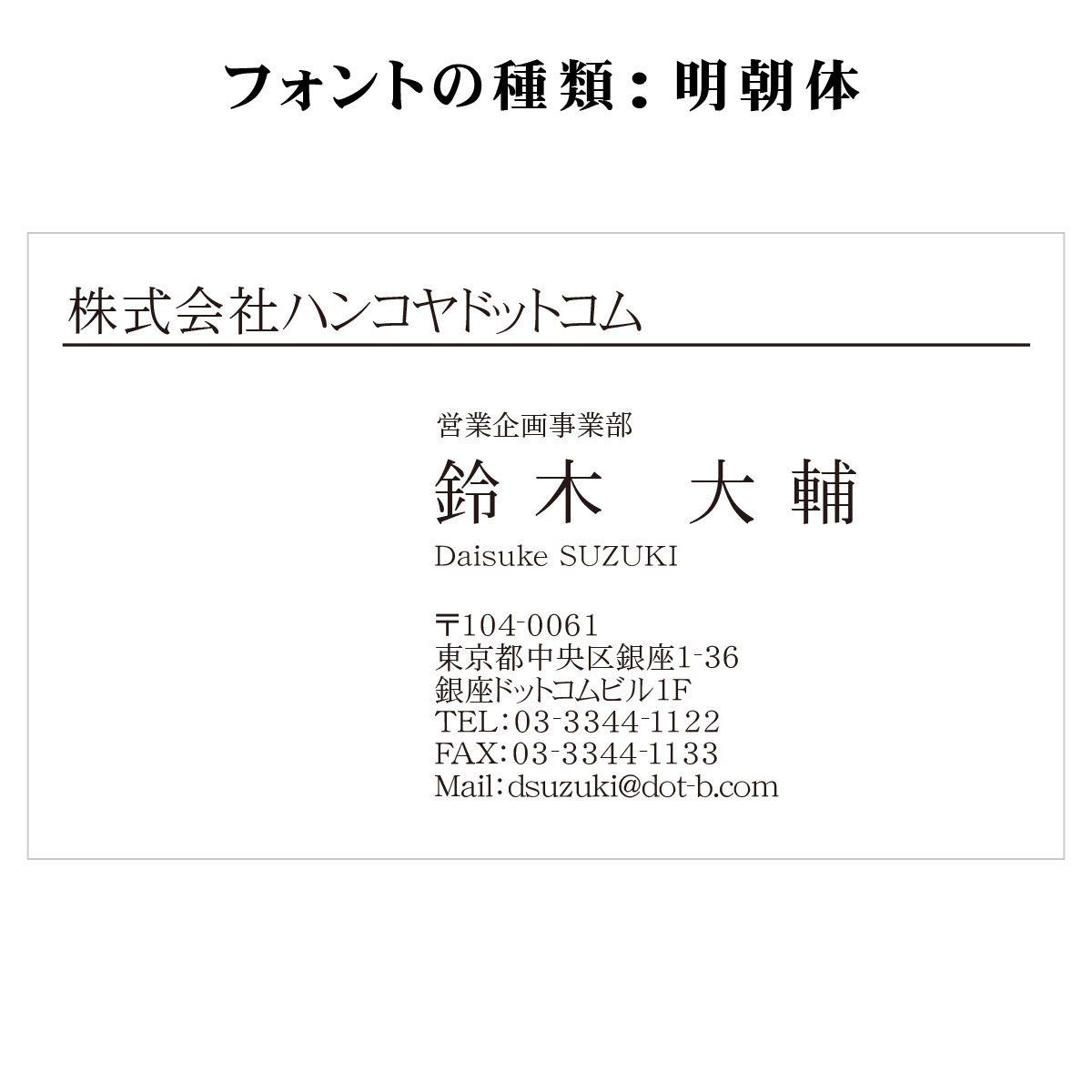 テキスト入稿名刺 ヨコ向き 両面モノクロ印刷 A2-05 自由入力欄(文字大)