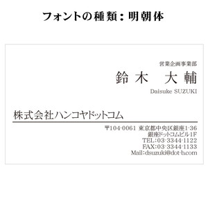 テキスト入稿名刺 ヨコ向き 両面モノクロ印刷 A5-05 自由入力欄(文字大)