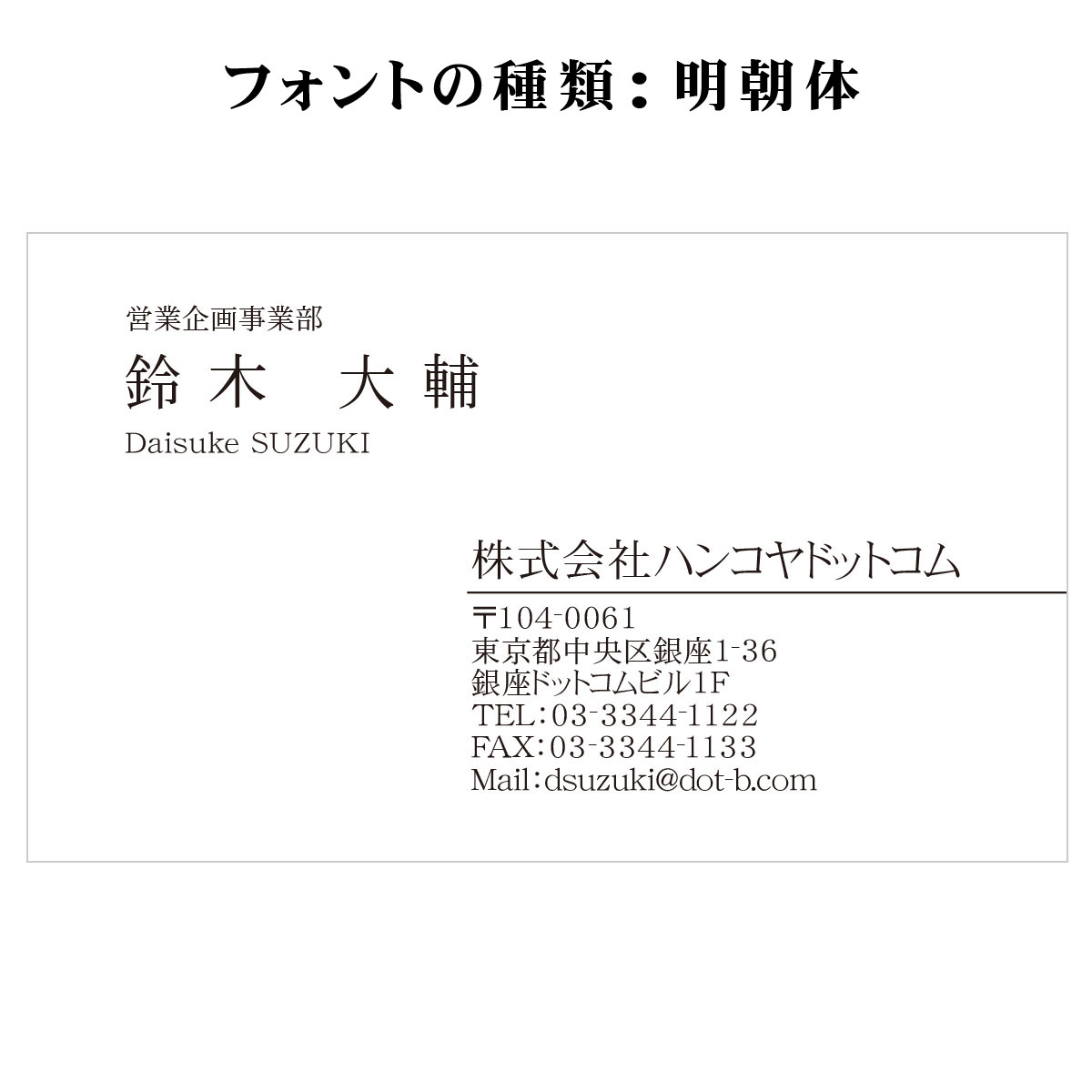 テキスト入稿名刺 ヨコ向き 両面モノクロ印刷 A9-05 自由入力欄(文字大)