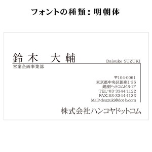 テキスト入稿名刺 ヨコ向き 両面モノクロ印刷 AB-01 英語表記