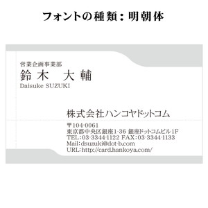 テキスト入稿名刺 ヨコ向き 両面モノクロ印刷 BB-04 自由入力欄(文字小)